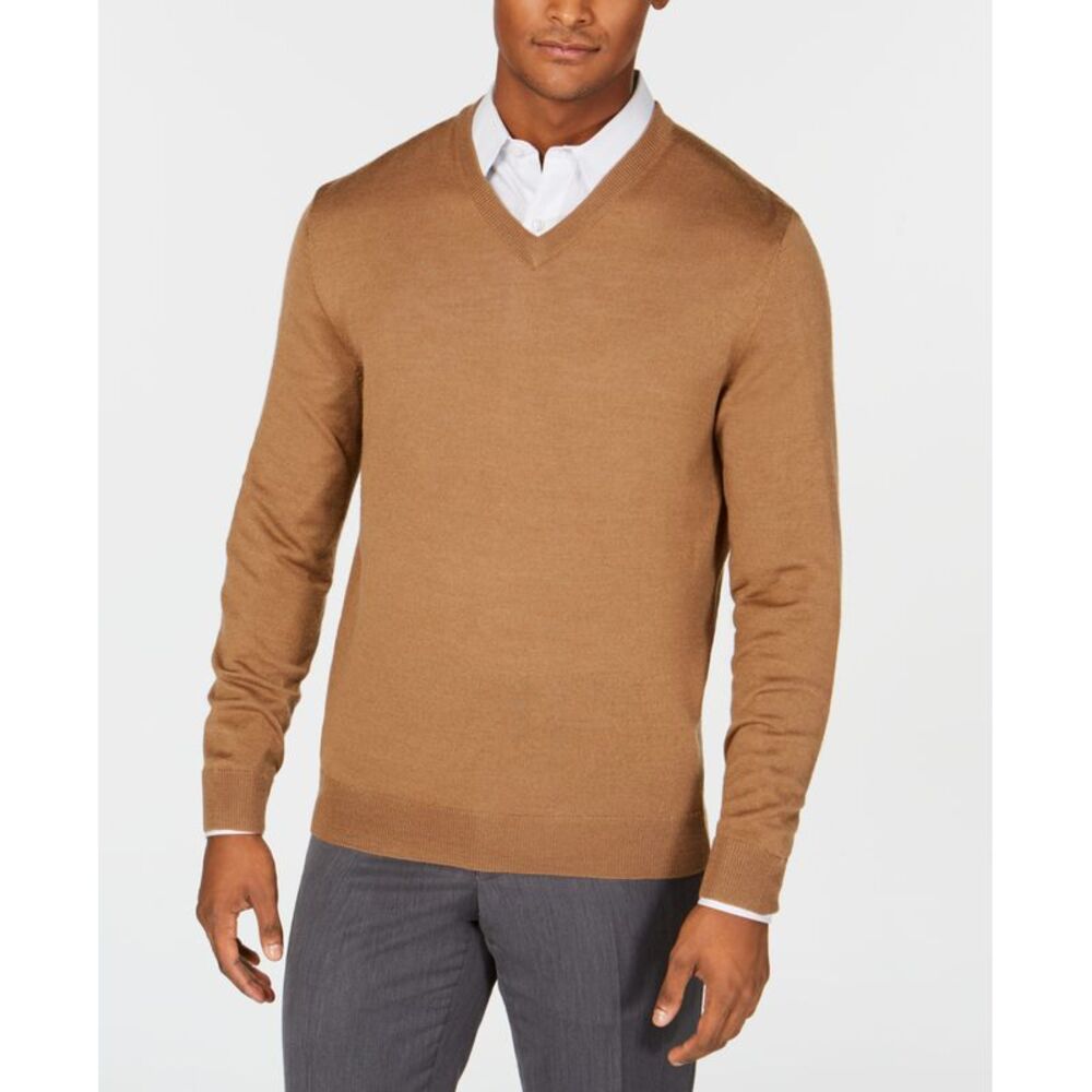 Club Room Men's Solid V-Neck Merino Wool Blend Sweater